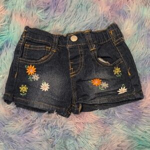 Embroidered Denim Kids Shorts